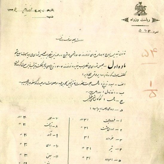 فرمان آغاز تقویم شمسی در ایران